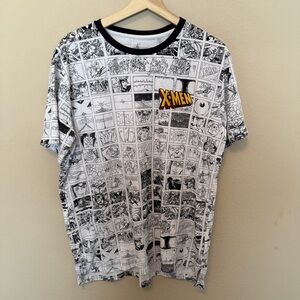 Limited Edition Mens Large Disney Marvel X-Men Black White Comic AOP Embroidered